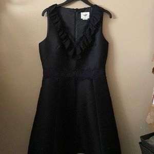 kate spade Black Sleeveless Ruffle V-Neck Dress